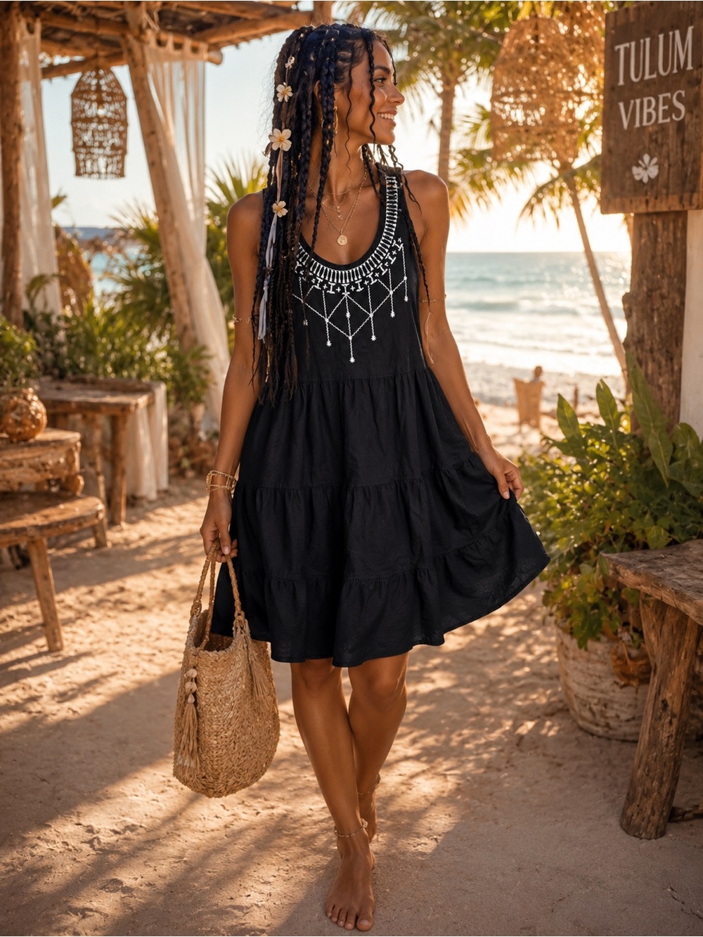 Express Black Embellished Tank Sundress xs